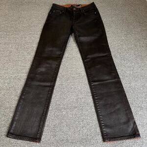 Lauren Ralph Lauren Denim Women's 0 Brown Coated Mid Rise Straight Leg Jean